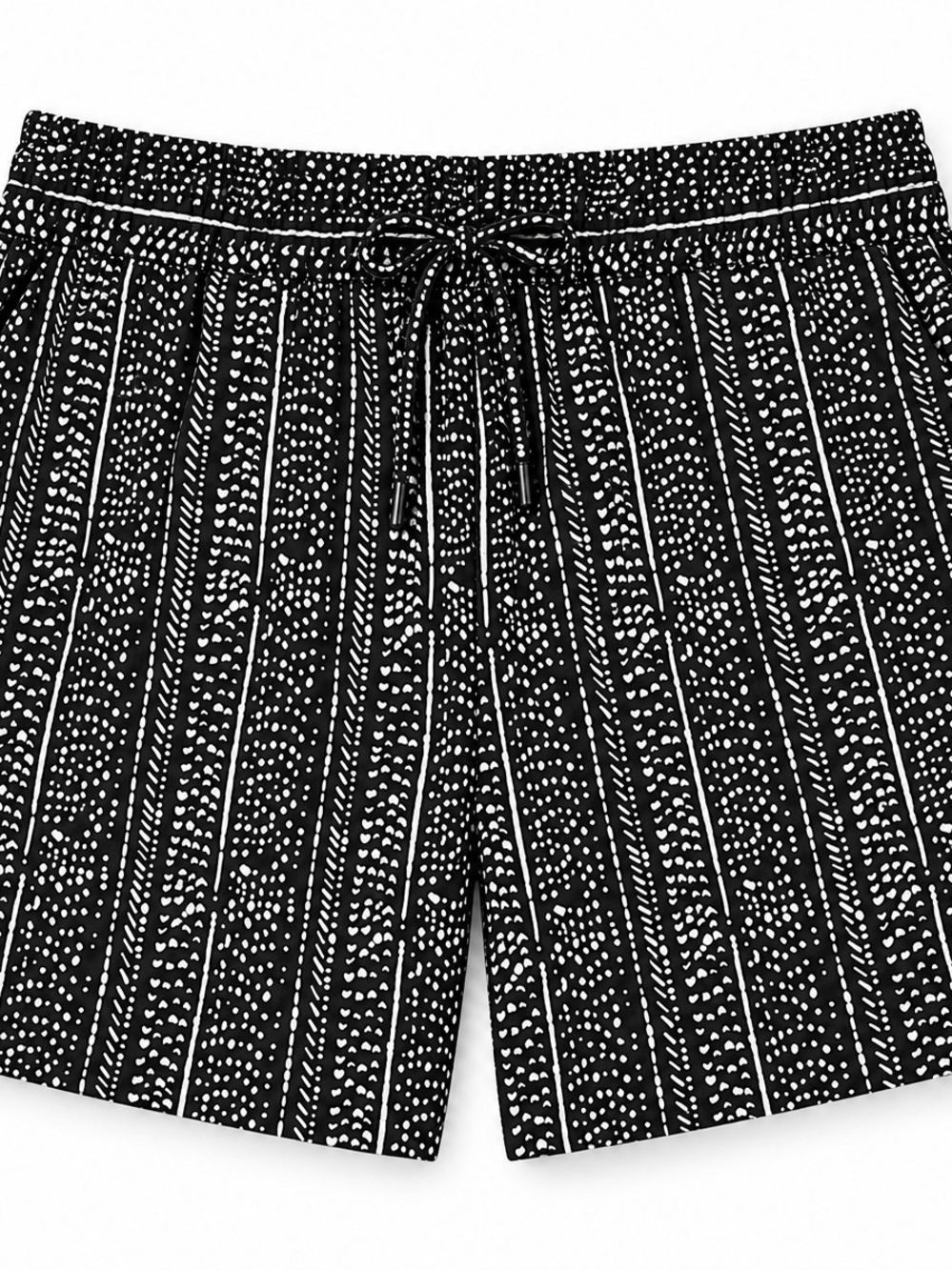 Black Patterned Drawstring Women’s Shorts